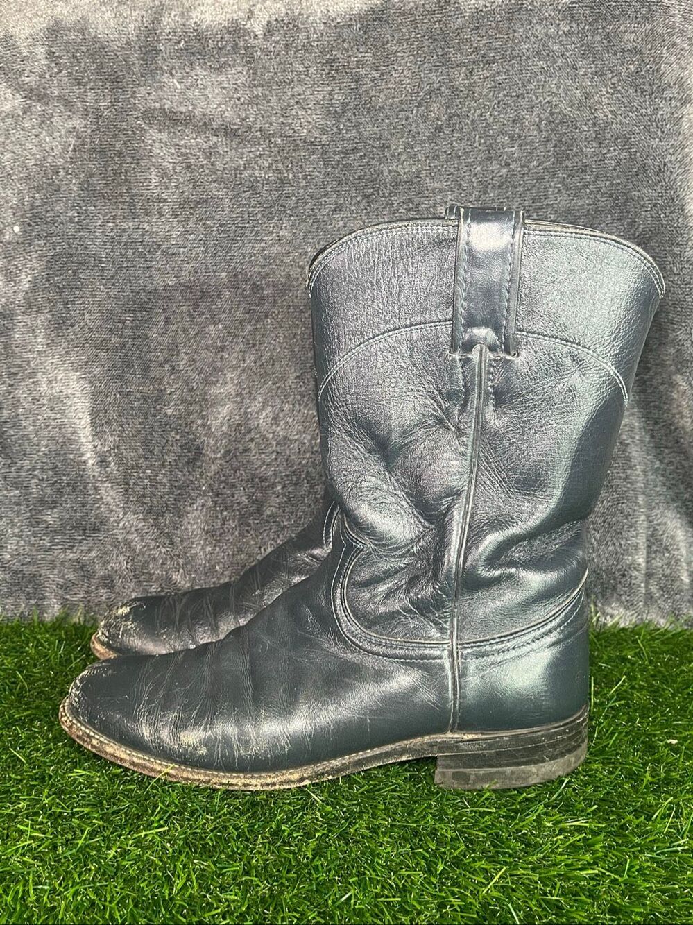 Justin Women’s Dark Navy Blue Leather Western Cowboy Boots Size 7.5 B